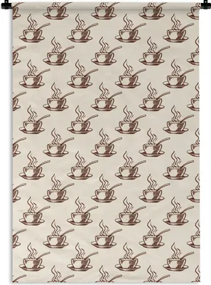 Produktbild von MuchoWow® Wandteppich Wandbehang Muster - Vintage - Kaffee 120x180 cm Tapisserie Dekoration Wandtuch - Schlafzimmer - Dekorationen für das Haus