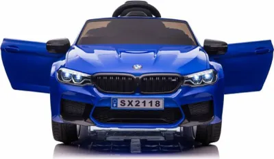 Produktbild von FINOOS Kinderauto BMW M5 24V Kinder Elektroauto 2,4GHz Fernbedienung Gummireifen, Ledersitz, Hupe, LED, Musik 1-6 Jahre blau lackiert