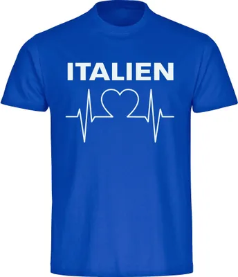 Produktbild von multifanshop Kinder T-Shirt - Italien - Herzschlag, blau, Größe 140