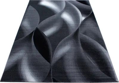 Produktbild von Teppich mit feiner Linienstruktur - perfekt für Wohnzimmer, Schlafzimmer oder Büro, Größe: 160 x 230 cm, Farbe: Schwarz-8
