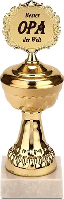 Immagine prodotto di Trofeo BRUBAKER - trofeo d'oro con base in marmo - idea regalo per i nonni - motivo: Miglior nonno del mondo