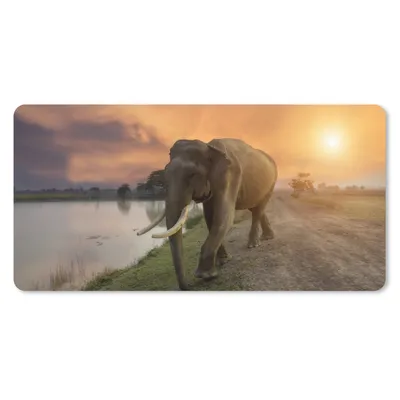 Produktbild von MuchoWow® Mauspad Mousepad Elefant - Wasser - Tiere - Sonnenuntergang - Natur 60x30 cm - Mousepads - Maus Mat - Pad - Mausunterlage - Nachhaltig