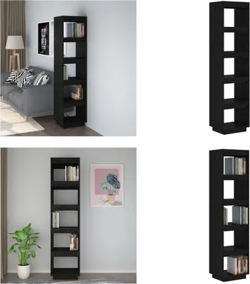 Produktbild von vidaXL Bücherregal/Raumteiler Schwarz 40x35x167 cm Massivholz Kiefer - Bücherregal - Bücherregale - Holz Bücherregal - Raumteiler