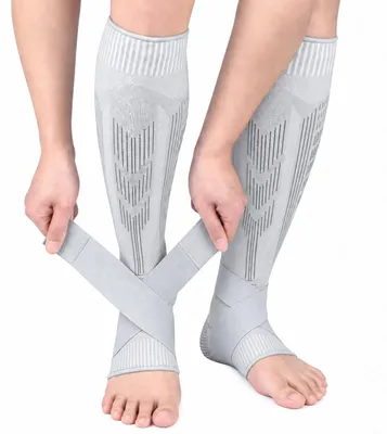 Produktbild von Kniebandage Wadenbandage Kompressionsstrümpfe - Mit Knöchelstütze - Verstellbarer Riemen - 1 Paar