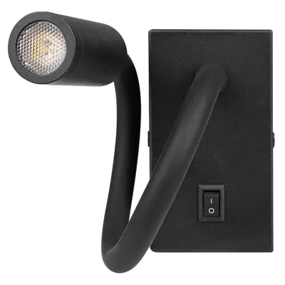 A black flexible LED wall lamp with a switch.