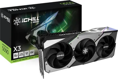 Immagine prodotto di INNO3D iChill GeForce RTX 5090 X3, GeForce RTX 5090, 32 GB, GDDR7, 512 bit, PCI Express 5.0, 3 ventole/ventola