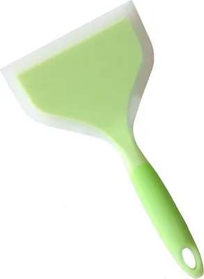 Image de Spatule à crêpes en plastique avec revêtement en silicone, antiadhésive et résistante à la chaleur, large et plate, idéale pour les œufs et les pizzas (verte)