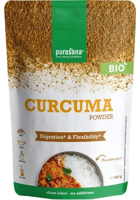 Produktbild von Purasana Kurkuma Pulver 100 g – -Kurkuma Gewürz, Antioxidans, für Smoothies & Currys