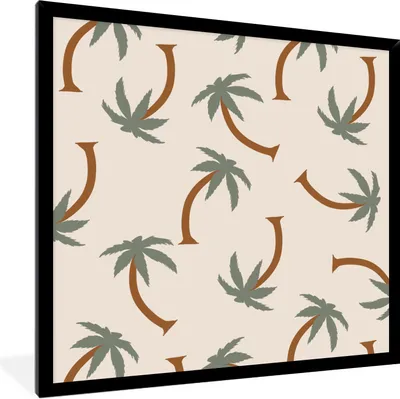 Produktbild von MuchoWow® Gerahmtes Poster Palme - Muster - Pastell 40x40 cm - Poster mit Schwarzem Bilderrahmen Wandposter Rahmen Foto Bilder - Mit Rahmen - Wanddekoration Schlafzimmer