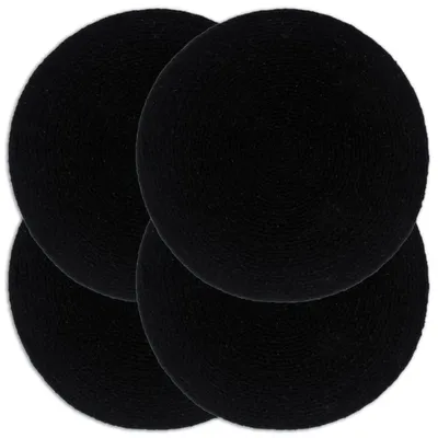 Image de vidaXL Sets de table 4 pcs. Uni Noir 38 cm Rond Coton
