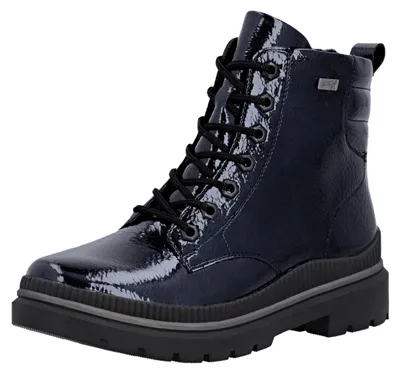 Productafbeelding van Remonte dameslaarsje, glanzende afwerking, met warme voering en Tex membraan, model D0C82, maat: 37 EU, kleur: blauw