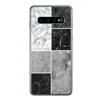 Produktbild von MuchoWow® Handyhülle Schutzhülle Hülle für Samsung Galaxy S10 Marmor - Schwarz - Weiß Silikon Softcase Handy Hülle - Handytasche