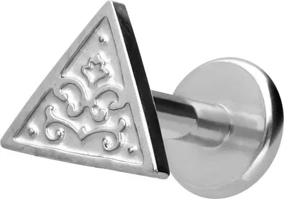 Produktbild von Ohrpiercing, Nasenpiercing Titan Labret mit Innengewinde DREIECK Silber Stablänge: 6mm | Stabstärke: 1,2mm