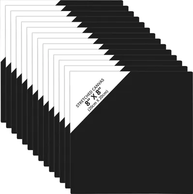 Produktbild von Belle Vous 14 Stk Leere Schwarze Leinwände zum Bemalen – 20 x 20 cm – Vorgespannte Kleine Leinwand – Schwarze Leinwand für Acrylfarben, Ölgemälde,