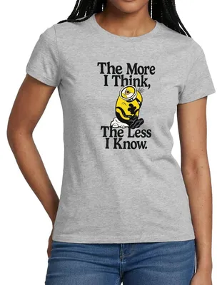 Produktbild von Spreadshirt Minions The More I Think The Less I Know Denken Frauen T-Shirt, XXL, Grau meliert