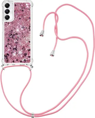 Produktbild von Samsung Galaxy A05s Hülle - Coverup Liquid Glitzer Back Cover mit Handykette - Roségold