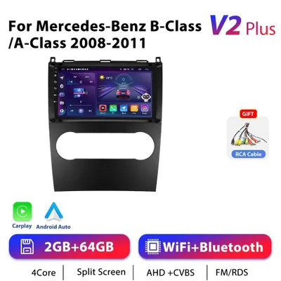 Obrázok produktu pre Autorádio s Androidom – 2-DIN – 23 cm dotykový displej – CarPlay – Android 13 – 2+64 GB – HD 1280×720 – Pre Mercedes triedy A/B 2008–2011