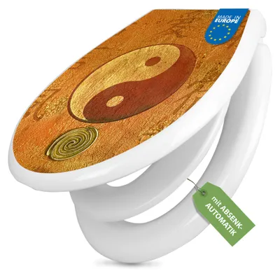 Produktbild von banjado Familien WC Sitz weiß mit Kindersitz und Absenkautomatik und Motiv Yin Yang [TDWK 12054]