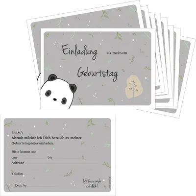 Produktbild von PRICARO Einladungskarten Kindergeburtstag, A6 "Pandabär", 10 Stück
