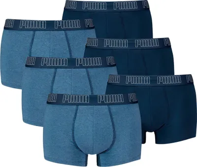Produktbild von PUMA Herren Boxershorts, 6er Pack - Everyday Trunks 6P, Baumwolle Stretch, einfarbig Blau Denim XL