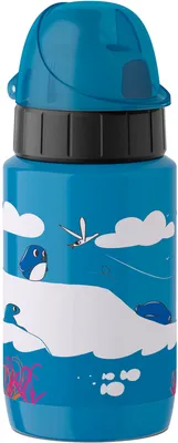 Produktbild von EMSA DRINK2GO Light Steel Trinkflaschen, Tägliche Nutzung, 400 ml, Klappdeckel, Edelstahl, Blau, PENGUIN
