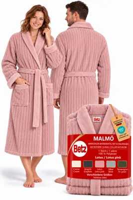 Produktbild von Betz Bademantel Microfaser mit Schalkragen - MALMÖ - für Herren und Damen Größe S/M Farbe: lotus
