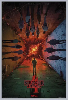 Produktbild von Stranger Things - Poster - Teaser - Staffel 4 + Wechselrahmen, Shinsuke® Maxi Kunststoff silber, Acryl-Scheibe