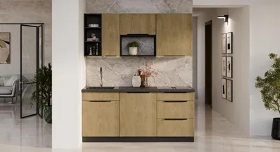 Produktbild von Küchenzeile Cremona schwarz 180 cm 8 Schränke