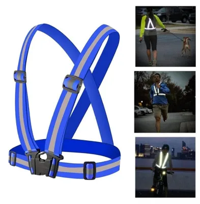 Obrázek produktu pro Bezpečnostní reflexní vesta Pro Sport s nastavitelným obvodem pro běh a jízdu na kole – modrá