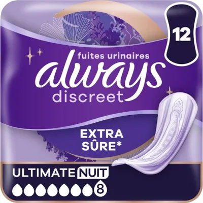 Image de Always – Serviettes pour incontinence – Nuit ultime – 12 serviettes pour incontinence - 1 pièce