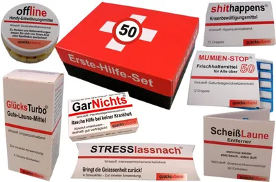 Produktbild von Erste Hilfe Set, Sanikasten zum 50. Geburtstag (7-teilig)