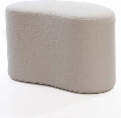 Produktbild von Polsterhocker 66x35x42 cm aus Webstoff, bis zu 180 kg belastbar, mit Holzgestell und Schaumstoffpolsterung, als Sitz- und Fußhocker, Weiß