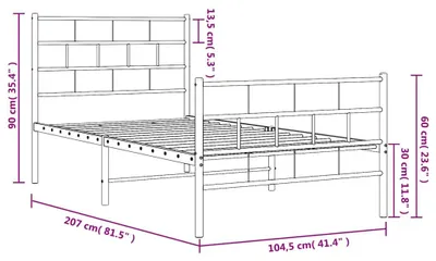 Produktbild von vidaXL Bettgestell mit Kopf- und Fußteil Metall Weiß 100x200 cm