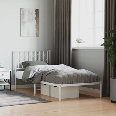 Produktbild von Bettgestell mit Kopfteil Metall Weiß 90x200 cm 374479