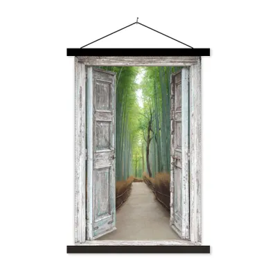 Produktbild von MuchoWow® Textilposter Bambus - Japan - Aussicht - Wald 120x180 cm mit schwarzem Rahmen - Fotos