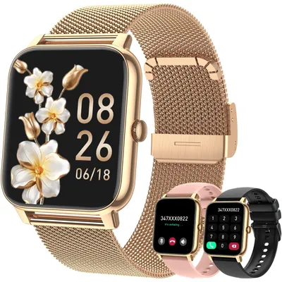 Produktbild von Smartwatch Damen Fitnessuhr Armbanduhr mit Telefonfunktion: Wasserdicht Fitness tracker Herren Bluetooth Anruf Smart Watch mit Herzfrequenz Schlafmonitor Schrittzähler Sportuhr Uhren für Android iOS