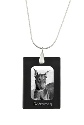 Produktbild von Dobermann - Kristallanhänger mit Hund, Silberhalskette mit Foto, personalisierter Anhänger der Marke Art-Dog