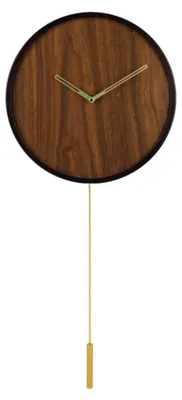 Produktbild von SensaHome Wanduhr Stockholm – Minimalistische Uhr im Japandi-Stil – Holzpendeluhr im nordischen Design – Ø30 cm – Braun