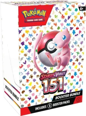 A Pokemon Scarlet & Violet 151 Booster Bundle box featuring Mew and a Pokeball.