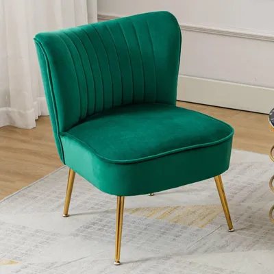 Image de Chaise coque en velours sans accoudoirs pour le salon
