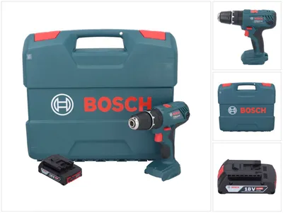 Zdjęcie produktu dla Wiertarko-wkrętarka udarowa akumulatorowa Bosch GSB 18V-21 18 V 55 Nm + 1x akumulator 2,0 Ah + walizka L-Case – bez ładowarki