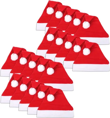 Produktbild von 20-teilige Weihnachtsmütze 37*27cm Weihnachtsmütze Nikolausmütze Weihnachten Weihnachtsmann 20 Stück