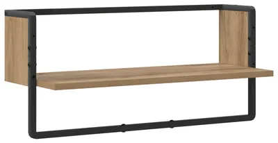 Obrázek produktu pro Nástěnná police, nosič, dekorativní dřevo "Artisan Oak", rozměry 65 x 25 x 30 cm, materiál: kov, dřevotříska