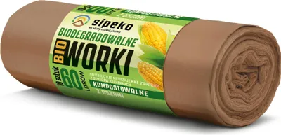 Obrázek produktu pro BIOrozložitelné pytle na odpadky s ušima SIPEKO 60L 10ks. BRONZOVÉ