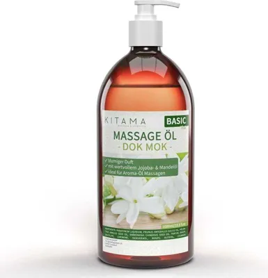 Produktbild von Kitama Aroma Massageöl Dok Mok Wasserjasmin 1-Liter 1L I Pflegendes Körperöl für Massagen I Aroma-Öl für Massage, Thai-Massage & Spa