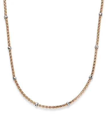 Produktbild von 1,5mm Himbeer Collier Halskette aus 750 Rotgold mit Rollos aus 750 Weißgold 45cm
