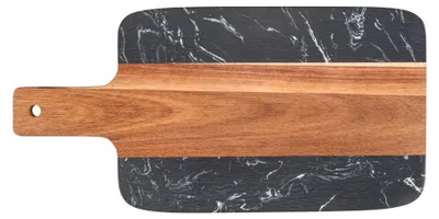 Produktbild von SCHÖNER WOHNEN-Kollektion Schneidebrett Mod. ATAMI edles Holzbrett aus Akazienholz und Marmor für Küchees Naturdesign 37x18x1 cm natur/schwarz
