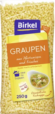 A bag of Birkel Graupen pasta.