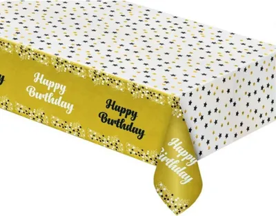 Produktbild von Geburtstag B&C Gold Goldene Happy Birthday Folientischdecke 137x183 cm