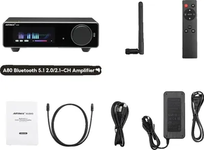 Zdjęcie produktu dla Wzmacniacz, wyjście 300W, wiele wejść, obsługa Hi-Res Audio, A80 z 48V 5A EU